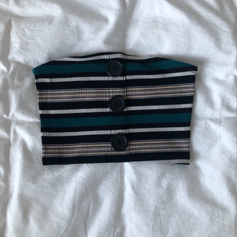 Striped button tube top